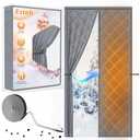 Yotache Magnetic Thermal Insulated Door Curtain Fits 30 x 80 inch Doors, Curtain Size 32" x 82" Weatherproof Oxford Material Screen Door Covers Keep Cold Drafts Out, Gray