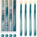 Print Taper Candle Dripless Candlesticks - Gedengni 4pcs Marble Handmade Twisted Candles Long Candle Sticks 10Inches Flower Tapered Candles for Home Party Wedding Dinner Decor,8D4T-BGLT
