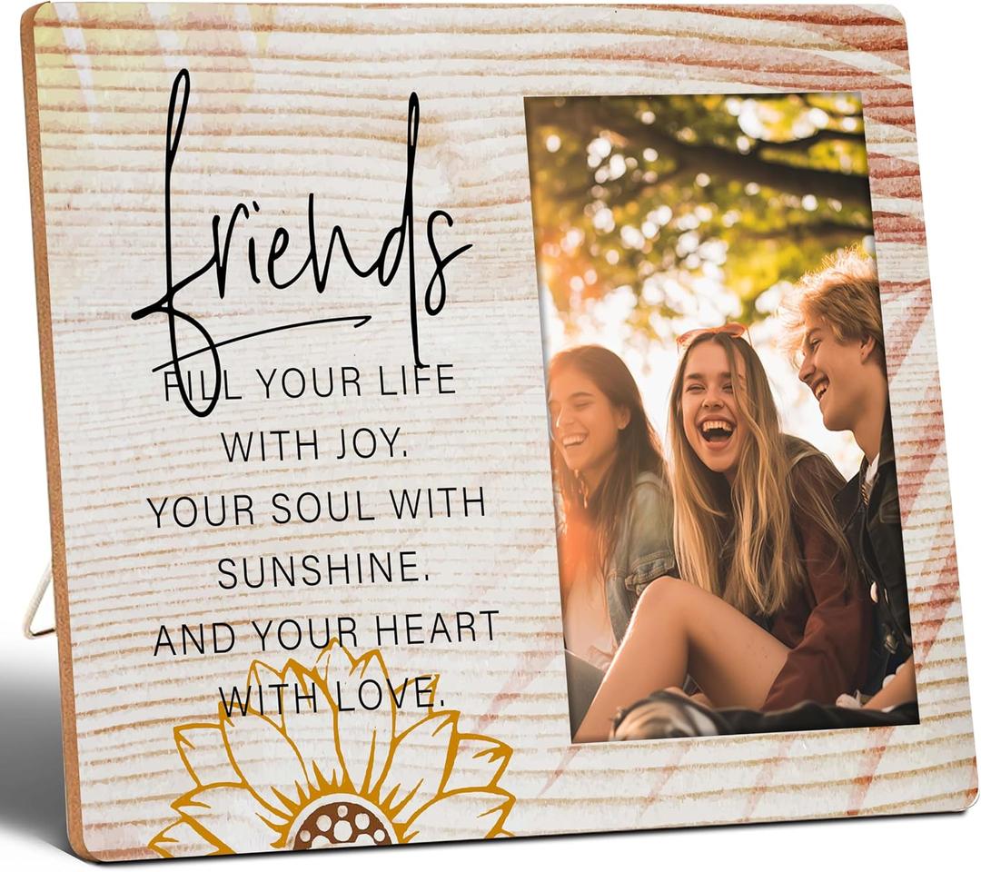 Best Friend Picture Frame 4"x6", Friends Fill Your Life With Joy, Gifts for Friend, Besties, BFF, Long Distance Friends Gifts, Wall Mount & Table Top