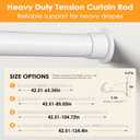Tension Curtain Rod 43-124 Inches Extra Long White Heavy Duty Tension Rods Adjustable Curtain Rod No Drilling Spring Loaded Tension Rod for Windows Patio Hold Up Blackout Curtains and Non Slip