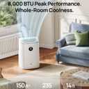 DREO Portable Air Conditioner 318S, 8000 BTU ASHRAE (5000 BTU DOE) Smart AC Unit for Bedroom with Drainage-free Cooling, Fan&Dehumidifier 3 in 1, APP/Voice/Remote, Quiet Standing AC for Room Indoors