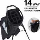 14 Way Golf Stand Bag, Lightweight Carry Bag with Ergonomic Dual Straps, 10 Pockets with Waterproof & Cooler Pockets and Rain Cover, for Men and Women (Black/ White)