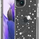 CCFUNCASE Compatible with iPhone 14 Plus Case Clear Cute for Women - Rugged Phone Cases Funda Protector Cover Skin (White Planets Galaxy Universe)