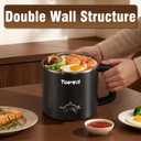 Topwit Hot Pot Electric with Steamer, 1.6L Ramen Cooker, Electric Pot for Pasta, Shabu-Shabu, Oatmeal, Soup and Egg, Portable Cooker with Dual Power Control, Dorm Room Essentials, Black