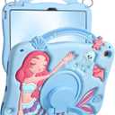 Boaretiu for iPad 10th Generation Case - Girls Teens Cute Cartoon Blue Mermaids 10.9 Inch 2022 Tablet Cover with Strap & Rotating Stand Soft 3D Silicone Funda for iPad 11th 11 Inch 2025
