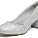 DREAM PAIRS Women's Pumps Low Chunky Block Heel Dress Shoes Closed Round Toe Comfortable Heels (10)