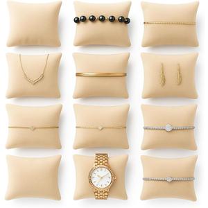 Velvet Watch & Bracelet Pillows  Pack of 12 Soft Jewelry Display Cushions for Watches, Bracelets, Bangles & Accessories | Premium Velvet Storage Inserts (Cream)