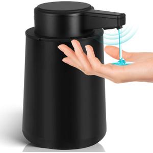 Automatic Soap Dispenser Liquid for Bathroom: 9 OZ Touchless Plastic Black 3-Level Adjustable Modern Auto Soap Dispenser for Kitchen - Hand Dish Lotion Home Countertop Kids Family (Black Gel Type)