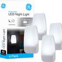 GE LED Night Lights Plug Into Wall, Dusk to Dawn Sensor, Ambient Lighting, Dorm Room Essentials, Bathroom Decor, Smart Home, for Bedroom, Cool White, 55992, 4 Pack