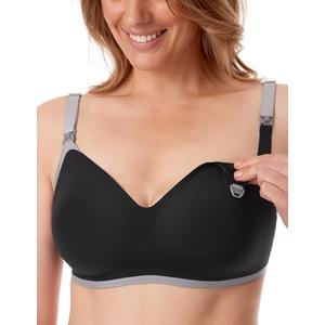 Momcozy Nursing Bras for Breastfeeding, Comfort V Neck Maternity Bra Color Party Seamless Maternity Bras for Pregnancy 2Pcs Large