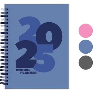 Rileys & Co 2025 Chunky Weekly Planner - Annual Weekly & Monthly Agenda Planner, Jan - Dec 2025, Flexible Cover, Notes Pages, Twin-Wire Binding (6 x 8-Inches, Blue)