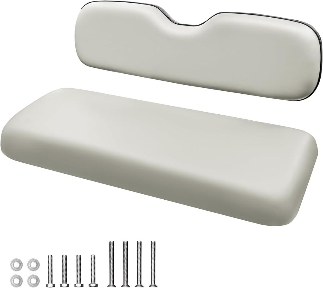 NOKINS Golf Cart Rear Seat Replacement Cushion, Universal Back Seat Cushions for Yamaha/EZGO TXT/RXV/Club Car Precedent/DS, Waterproof Vinyl Leather & Memory Foam, Gray