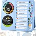 Visual Timer for Kids/ADHD - Dual Color Screen with Temperature Sensor, 20 Task Cards, 99-Min Day/Night Mode Timer, Dual Alarms & Rechargeable Clock for Homework (Pink)