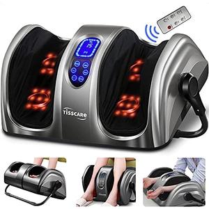 TISSCARE Shiatsu Foot Massager with Heat: FSA HSA Eligible Foot Massager for Neuropathy, Plantar Fasciitis and Pain Relief-Massage Feet/Leg/Calf/Ankle at Home/Office, Gifts for Women and Men(Gray)