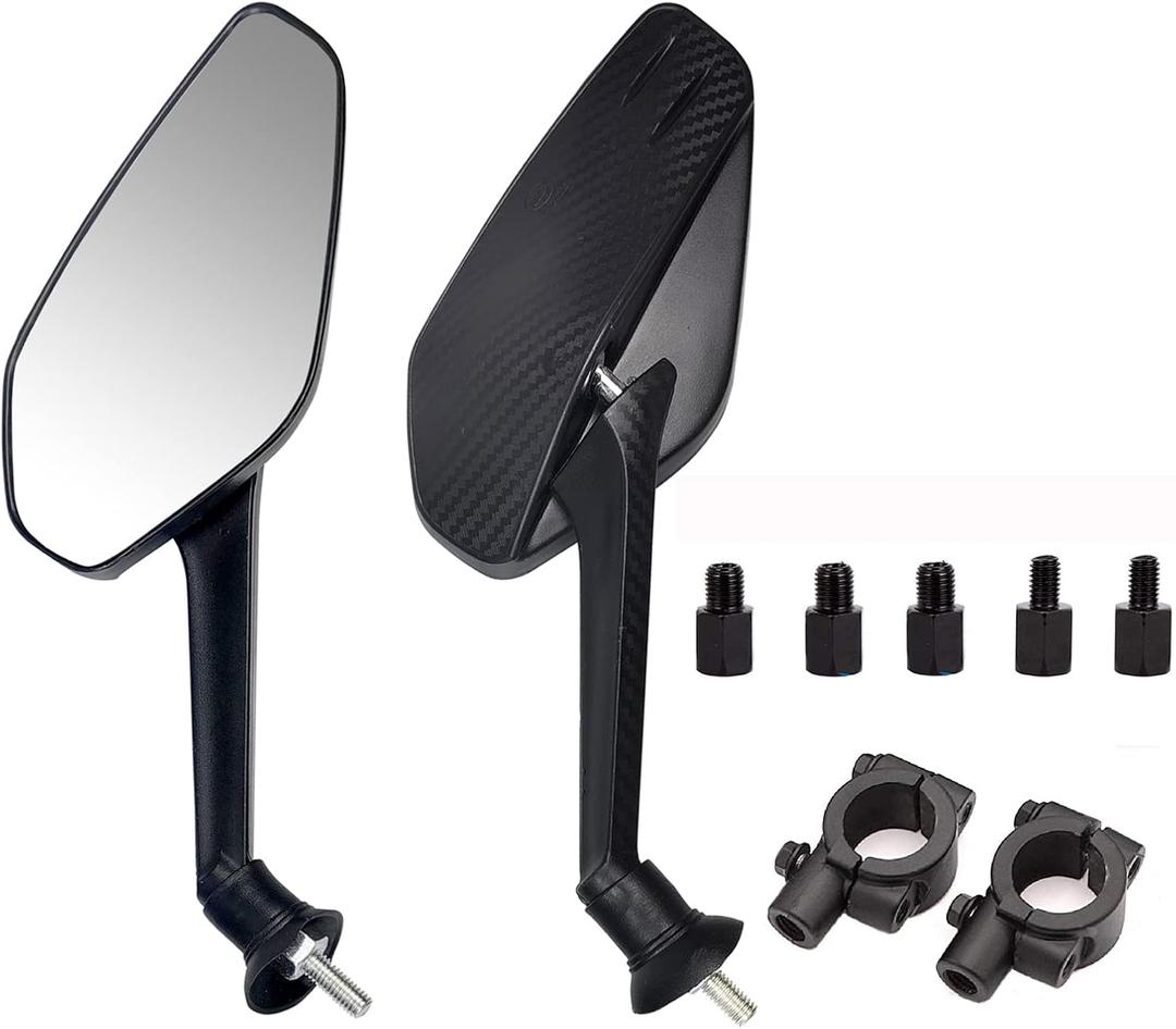 Mamiko 8MM Motorcycle Mirrors Universal for 7/8"Handlebars Bike Mirror Compatible with ATV Snowmobile Scooter Moped Dirt Bike Sportsman - Convex Mirrors (BLACK)