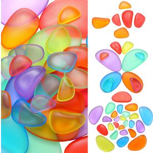 Simgoing 144 Pcs Rainbow Stacking Stones Colorful Pebbles Sorting and Stacking Stones Light Table Accessories Manipulatives Educational Toys for Preschool Kindergarten Montessori Toys, 6 Colors