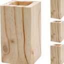 4Pcs Cuboid Wood Bed Risers Furniture Risers Wooden Solid Original Color for DIY Painting Sofa Couch Chair Table Increase Legs Square Port 1.77",Increase Height 3.94" Inches
