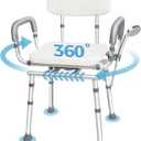 Swivel Shower Chair with Arms and Back, 450lbs Heavy Duty Shower Chair for Elderly and Disabled, Handicap Shower Chairs for Inside Shower Stool & Bath Tub Seat for Adults