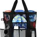 Tavaleu Mesh Beach Bag - Large Beach Tote with Multi Functional Pockets for Family Travel/Vacation