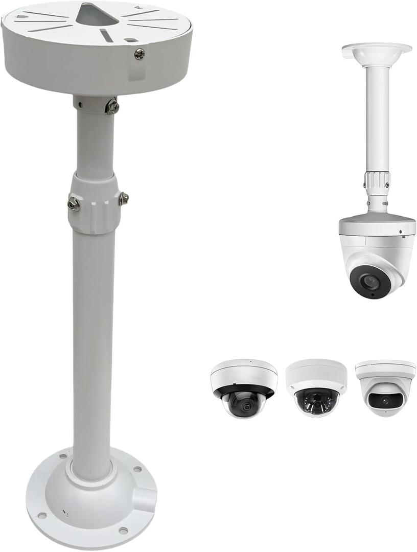 15.7-23.5in Telescopic Indoor and Outdoor Camera Bracket Metal Hoisting Ceiling Bracket, Used for Security Dome Network Camera Installation (40-60CM-PQ)