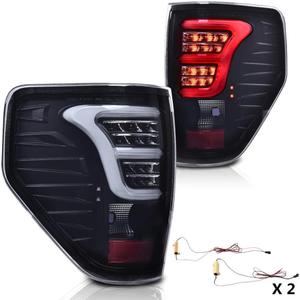 CHEDA LED Tail Lights Assembly Rear Parking Lamps Compatible with Ford F150 2009-2014 BL3Z13405B BL3Z13404B BL3Z13405AA BL3Z13404AA Smoky Lens(w/White Light Bar&Wire Harness) Pilotos Traseros Conjunto