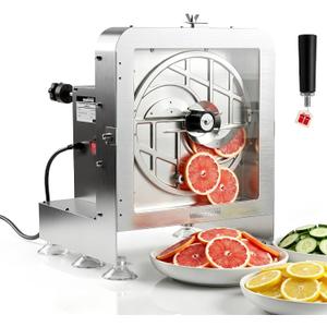 WantJoin Commercial Electric Vegetable Slicer - Upgraded Glass Window 300LBS/H Vegetable Slicer Machine w/ 0-0.4" Adjustable Thickness, Stainless Steel Blade, For Catering Food Prep - Sliver