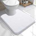 OLANLY Toilet Rugs U-Shaped 20x20, Extra Soft Absorbent Chenille Contour Bathroom Rugs for Toilet, Dry Quickly, Machine Washable, Non-Slip Bath Mat, White