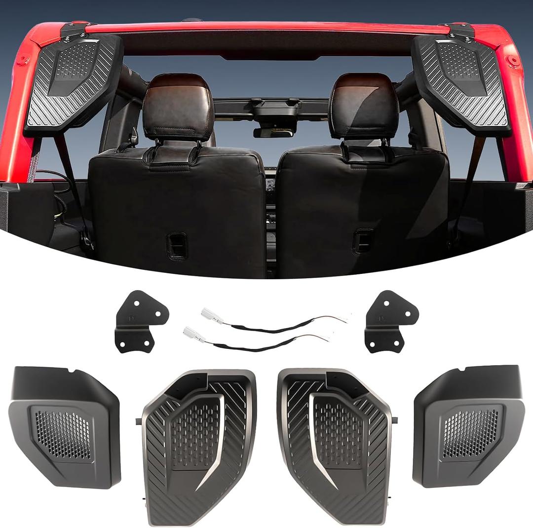 Rear Speaker Pods Compatible with 4-Door Bronco 2021 2022 2023 2024 2025 Interior Accessories 6.5-Inch for Ford Bronco 4 Door Pod Speaker Enclosure (NOT for Sport and Raptor)