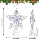 Blulu Christmas Star Tree Topper 10 Inch Glittered 3D Metal Star Treetop Topper Christmas Hollow Sequin Tree Decoration for Xmas Holiday Party Decoration Indoor(Silver)