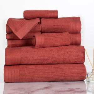 Bedford Home Ribbed Cotton 10 Piece Towel Set - Brick (27"x54"x0.25")
