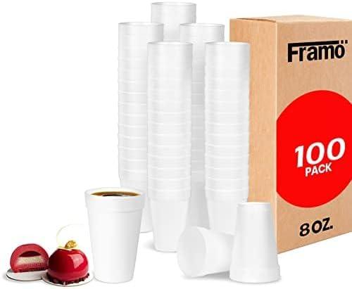 8 Oz Foam Cups Lightweight Insulated Foam Cups for Coffee, Cold Drinks & Other Hot Beverages - Disposable Drinking Cups for Parties, Picnic, BBQ, Travel, & Events (100 Pack) (100 Pack)