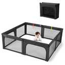 Doradotey Baby Playpen Foldable for Toddlers 1-3, Size and Shape Adjustable Enclosure, 8-Panels Detachable Gate 79x71 Large Indoor Playard, Easy Assembly and Clean, Safety Fence Play Area, Black