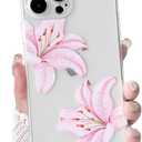 NITITOP Compatible with iPhone 14 Pro Case Clear Cute Pink Lily Blossom Floral Flowers Pattern for Girls Women Soft TPU Transparent Shockproof Protective Phone Cover - Little Flower