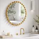 Madison Park 27 inch Gold Round Mirror, Round Mirrors for Wall Decor, Metal Frame Circle Mirrors for Bathroom, Living Room, Circle Wall Metal Art Mirror