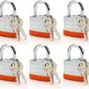 Lock Outdoor Padlocks, Laminated Orange keyed Padlock, 1-9/16 in Wide Body, Padlock Set with Keys (6Pack)