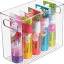 mDesign Tall Modern Stackable Plastic Storage Organizer Bin Basket with Handles for Bathroom Vanity Organization - Shelf, Cubby, Cabinet, or Closet Organizing Decor - Ligne Collection - Clear, 10 x 5 x 8 (Pack of 1)