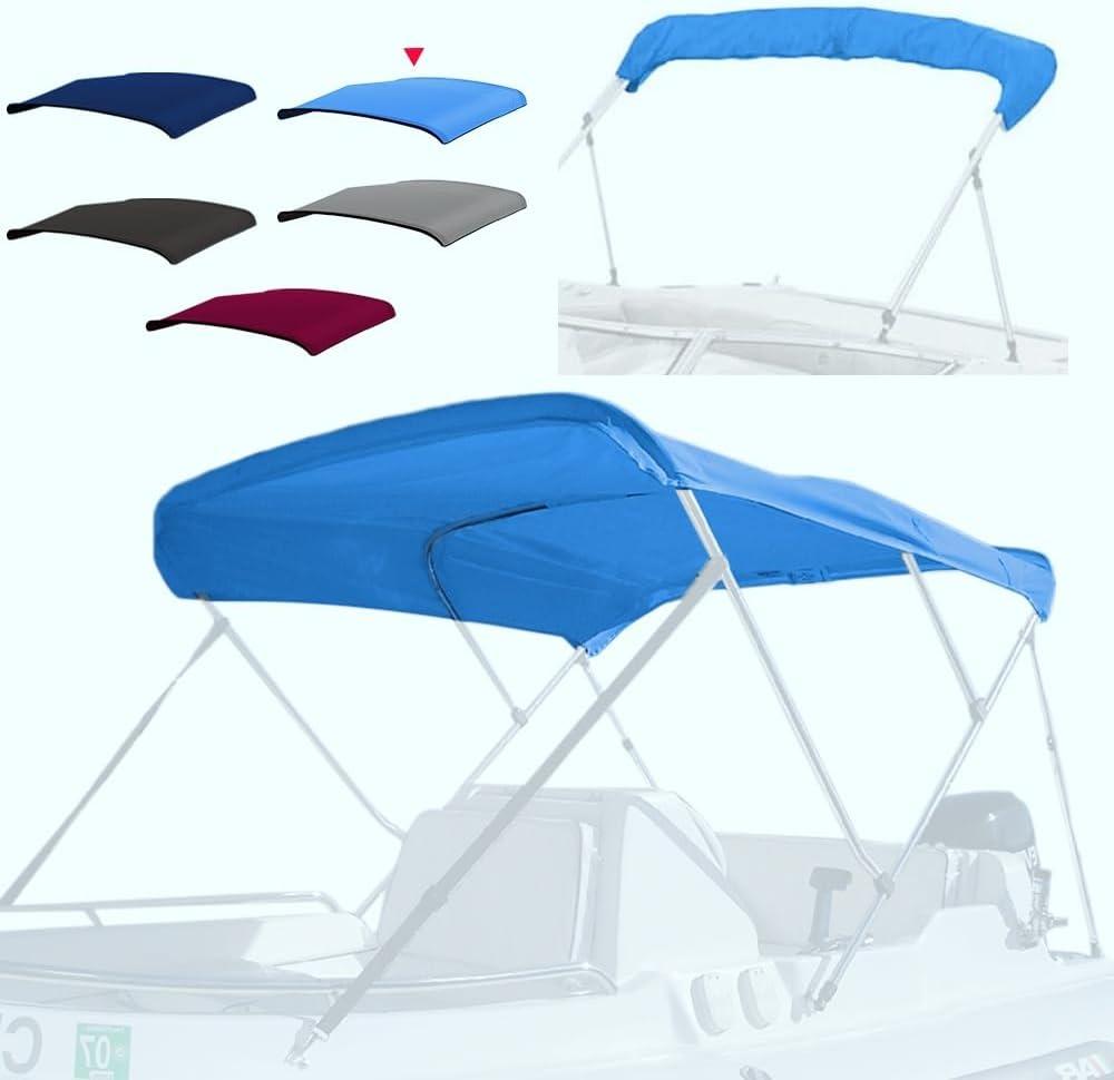 4 Bow Marine Grade Bimini Top Replacement Cover, Heavy-Duty Waterproof and UV-Proof Boat Canopy, Fade and Crack Resistant Easy Install Zipper Sleeves Boat Awning/Without Frame,Blue