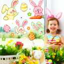 2 x JarThenaAMCS Extra Large Bunny Rabbit Easter Window Clings Colorful Watercolor Bunny Egg Double-Sided Glass Sticker Decals for Spring Home Party Wall Decor, 6 Sheets