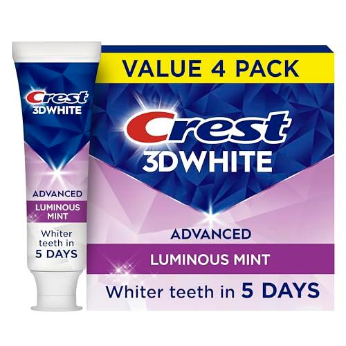 Crest 3D White Advanced, Teeth Whitening Toothpaste for Adults, 3.7 oz, 3 Pack, Cavity Protection Fluoride Toothpaste, Strengthens Enamel, Travel Size Toiletries