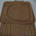 Motor Trend FlexTough 4-Piece Heavy Duty Floor Mats for Cars Trucks SUVs, Automotive Floor Mats Car Mats Full Set Front, Rear & Cargo, Trim-To-Fit Semi-Custom Deep Dish All Weather Rubber Mats - Beige