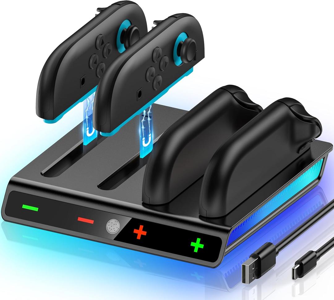 Svetaecho Enhanced Controller Charger Station Compatible with Switch 2 Joy Con, Magnetic Fast Charging Dock for Switch 2 Joy Con Charger Accessories PlayStation 3