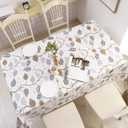 Walrus Heavy Duty Vinyl Tablecloth with Flannel Backing Waterproof Oil-Proof Plastic Table Cloth Stain-Resistant Wipeable Rectangle or Square Table Cover for Indoor and Outdoor (Leaves, 60X84 Inch)