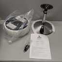 LUE BONA Adjustable Vanity Stool, 360 Swivel Chair for Makeup Room, White Faux Leather Stool for Bathroom & Living Room