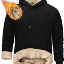TACVASEN Men's Pullover Hoodie Thick Sherpa Lined Kangaroo Pocket Winter Windproof Warm Fleece Hoodie Athletic Sweatshirts (Large, Black)