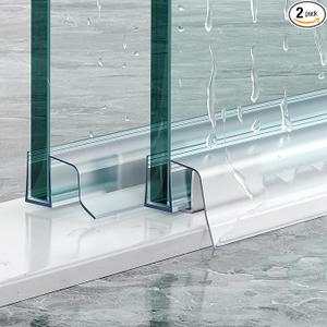 Sliding Shower Door Bottom Seal, 2 PCS 3/8" x 36" Sliding Shower Door Sweep for 3/8Inch Glass, Frameless Glass Door Seal Strip Stop Shower Leaks and Create a Water Barrier