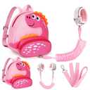 Accmor Toddler Harness Backpack with Leash, Cute Dinosaur Kid Backpacks with Anti Lost Wrist Link, Mini Child Harness Leash Walking Wristband Baby Protection Belt for Girls Aged 1-3 Years (Light Pink/Rose Pink Dinosaur)