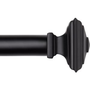 Black Curtain Rod for Windows-EUPLAR 1 Inch Single Curtain Rod with Decorative Square Finials, 36-72 Inch Adjustable Window Curtain Rods for Living Room, Kitchen