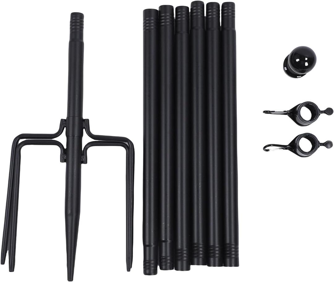 Heavy Duty Garden Flag Stand, Thickened Stainless Steel Garden Flag Holder with 5 Prong Base, 360 Degrees Anti Tangling, Adjustable Height Flag Pole for Yard Outdoor Garden