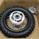 10" Rear Wheel Rim Tire Assembly for 50cc 110cc 125cc Dirt Bike tao TTR SSR CRF Apollo 12mm axle Includes Drum Brake 80/100-10 Tire Tube With 420-37T Sprocket