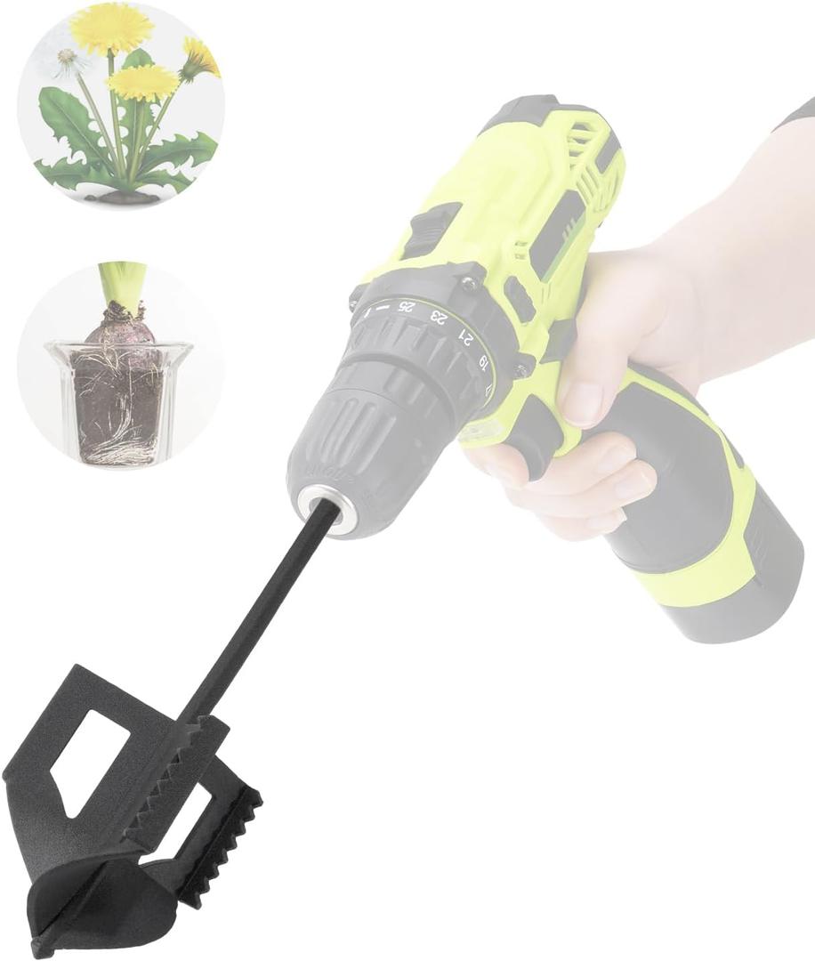 4-in-1 Cultivator Soil Tiller-Soil Digger and Soil Loosener for Gardening Bed and Plant Box,Bulb Planter Auger for 3/8" Hex Drive Drill